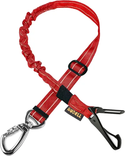 Miniatura 18 de AUBELL Cinturón de seguridad para perro, 3 en 1, ajustable, reflectante, resistente, arnés de perro con gancho de clip, cierre y hebilla, mosquetón