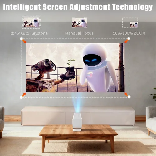 Miniatura 5 de Mini proyector con WiFi y Bluetooth, proyector inteligente compatible con 1080P con aplicaciones integradas, proyector de películas para exteriores