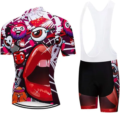 MOXILYN Camiseta de ciclismo para hombre, kit de ciclismo de MTB y pantalones cortos de ciclismo con almohadilla de gel 20D, conjunto de ropa de