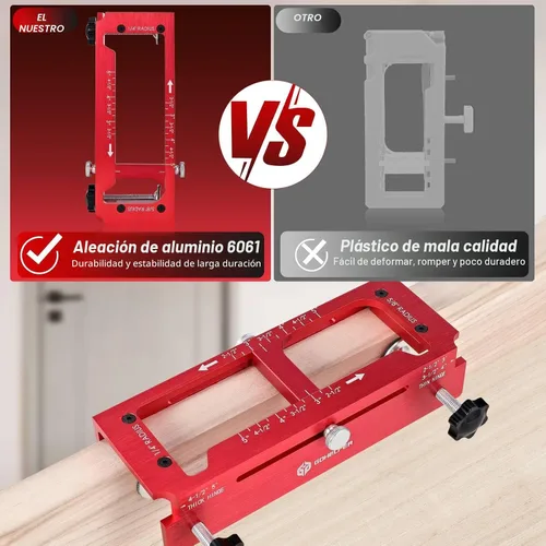 Miniatura 3 de Plantilla para bisagras de puerta, kit de plantilla de bisagra de puerta de aleación de aluminio para fresadora, plantilla de mortaja ajustable que