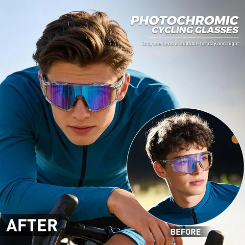 Miniatura 2 de KAPVOE Gafas de ciclismo fotocromáticas para hombres y mujeres, gafas de sol deportivas, marco de decoloración HD, gafas de bicicleta K76