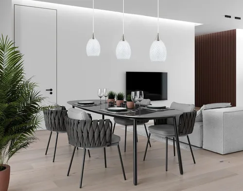 Miniatura 5 de Glassland Lámpara colgante, 1 luz de iluminación de cocina en níquel cepillado con vidrio blanco, certificación ETL