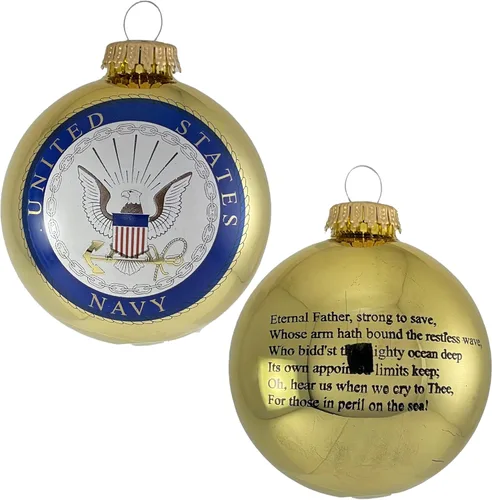 Miniatura 6 de Christmas by Krebs 80 mm (3 1/4") Fabricadas en los Estados Unidos Adorno de bola de Navidad patriótico, con logotipo y himno de vidrio sin uniones