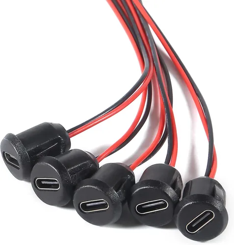 Miniatura 5 de 5PCS Tipo-C Chasis Hembra Tipo-C Conector de enchufe hembra Jack Impermeable Puerto de carga hembra 3A USB-C Cargador Enchufe Enchufe