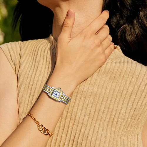 Miniatura 7 de CHEETAH Relojes de oro para mujer con pulsera vintage pequeña, esfera romana rectangular