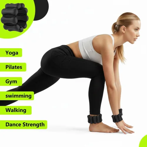 Miniatura 4 de Juego de pesas ajustables para muñeca y tobillo (2 piezas, 1 libra cada una) - Unisex. Pulseras de peso de muñeca adecuadas para fitness en casa