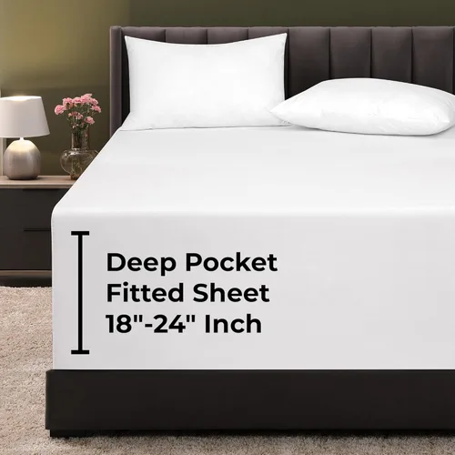 Miniatura 17 de Royale Linens Sábana Bajera King - Microfibra Cepillada Ultra Suave 1800 - Sábanas Inferiores de Lujo Hotelero - Sin Arrugas y Resistente a la Rosa