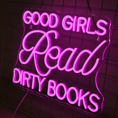 Miniatura 7 de Letrero LED de neón para decoración de pared, con texto en inglés "Good Girls Read Dirty Books", luz de neón regulable para el hogar, libro, fiesta