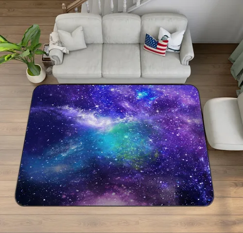 Miniatura 22 de Alfombra de ilusión óptica 3D azul y verde, patrón geométrico de remolino, para dormitorio, sala de estar, decoración de interiores, 63 x 47