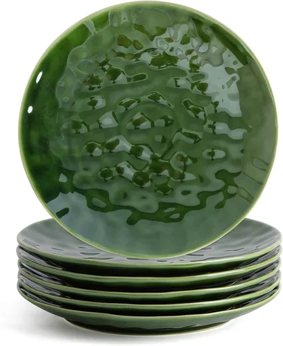 Miniatura 12 de vicrays Juego de Platos de Cena de Cerámica, 10.5 Pulgadas, Juego de 6, Redondos, Apto para Microondas, Horno, Lavavajillas, Porcelana Acanalada