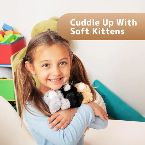 Miniatura 2 de PREXTEX Animal de peluche de gato pequeño de aspecto realista, gatitos de peluche de 6 pulgadas con detalles realistas, juego de gatos de felpa