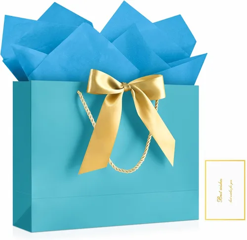 Miniatura 32 de JMANNI Bolsas de regalo, 3 piezas de tamaño mediano con cinta de lazo, bolsa de regalo de papel portátil, patrón de mármol, para cualquier ocasión