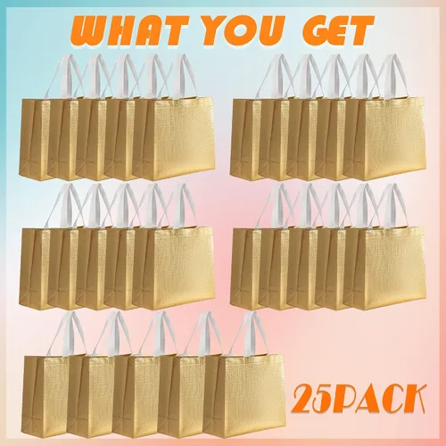 Miniatura 7 de Paquete de 25 bolsas de regalo grandes para regalo, fiesta de cumpleaños, boda, bolsa de regalo reutilizable, bolsas de regalo gigantes plateadas