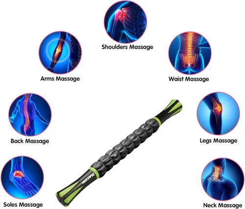 Miniatura 3 de Rodillo de masaje muscular para atletas y calambres calambres, alivia el dolor muscular, rodillo muscular de 18 pulgadas para aliviar, terapia