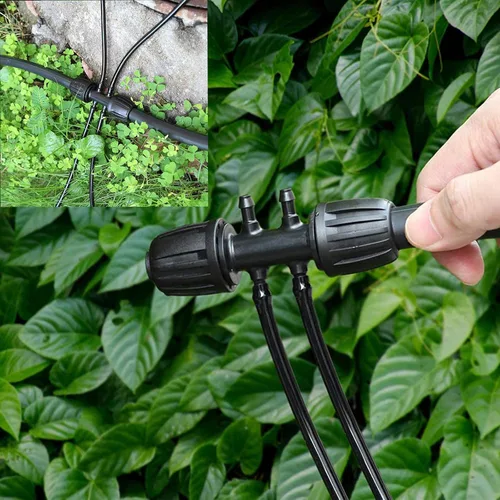 Miniatura 6 de Accesorios de riego en forma de T de púas, conectores de riego anticaídas de púas de 1/2 a 1/4 pulgadas para patio, césped, granja y jardín