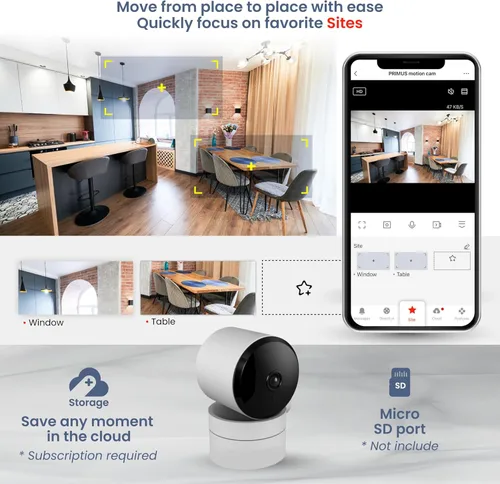 Miniatura 3 de VTA+ Cámara de seguridad WiFi para interiores 2K - Detección de movimiento, visión nocturna, modo de privacidad, compatible con Alexa/Google, audio