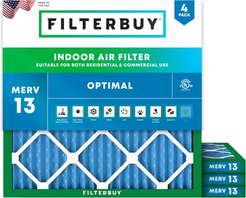 Miniatura 22 de Filterbuy Filtro de aire MERV 13 de 8 x 14 x 1 pulgadas, protección óptima contra el humo y la alergia (paquete de 4), filtros electrostáticos