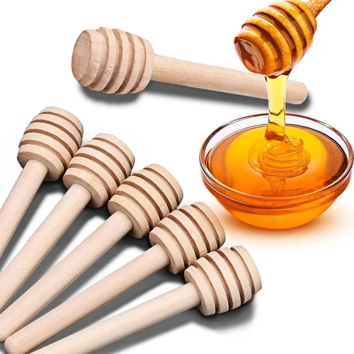 Paquete de 24 mini palitos de madera para miel de 3 pulgadas con servidor envuelto individualmente para tarros de miel, dispensar miel y recuerdos