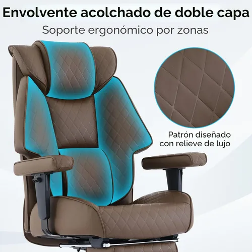 Miniatura 4 de EXCEBET Silla de oficina grande y alta con reposapiés, silla de oficina ejecutiva de piel sintética con respaldo alto 400lbs, sillas ergonómicas