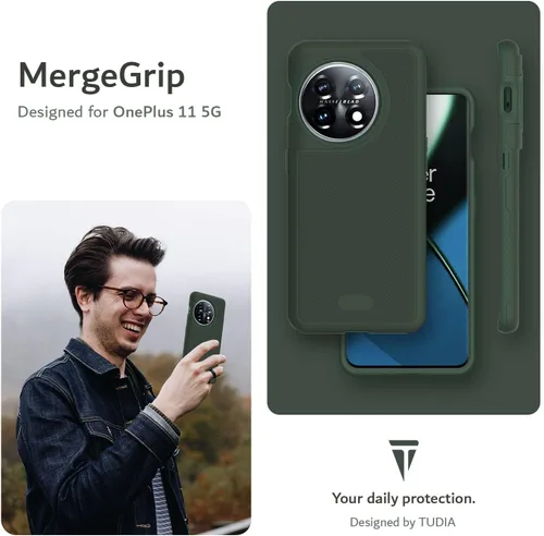 Miniatura 7 de TUDIA DualShield Grip - Funda protectora para OnePlus 11 5G (2023), MergeGrip, de doble capa, a prueba de golpes, delgada, de grado militar, Verde