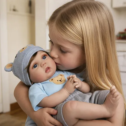 Miniatura 2 de EKOKIZ Muñecas de bebé Reborn de 22 pulgadas, muñecas de bebé de la vida real, cuerpo de tela suave, muñeca realista para niños con ropa
