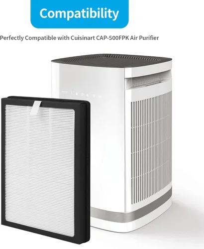 Miniatura 2 de Paquete de 2 filtros de repuesto CAP-500FPK compatibles con purificador de aire Cuisinart CAP-500FPK, filtración 3 en 1
