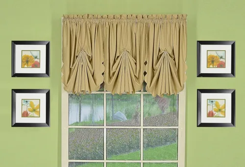 Miniatura 54 de Today's Curtain, Orleans - Cortina festoneada, inserto de ventilador azul, 30 pulgadas de ancho x 40 pulgadas de largo, azul