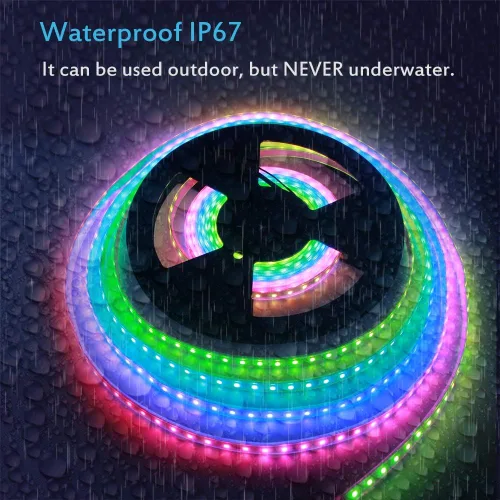 Miniatura 5 de ALITOVE WS2811 Tira de luz LED RGB direccionable de 24 V, 32.8 pies, 600 LED, color de ensueño programable, luces LED digitales de píxeles, luz