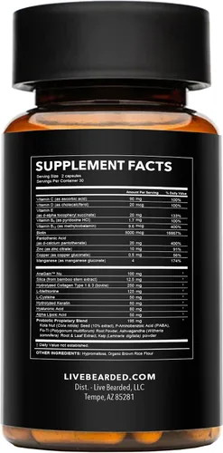 Miniatura 2 de Live Bearded Beard Boost - Vitaminas para el crecimiento de la barba para hombres con biotina, colágeno, sílice, raíz de Fo-Ti, crecimiento facial