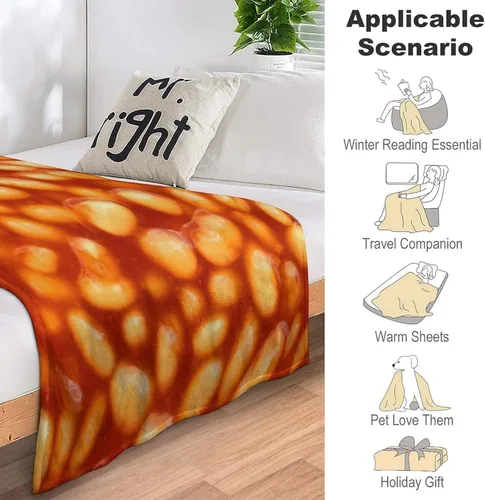 Miniatura 5 de Manta de forro polar de franela 3D, graciosa y realista, con diseño de judías guisadas, suave, acogedora, esponjosa, para invierno y otoño, de 50 x