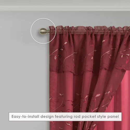Miniatura 6 de Juego de panel de cortinas Elegant Comfort Luxury para ventanas con cenefa adherida y fondo, de 54" x 84" (juego de 2)