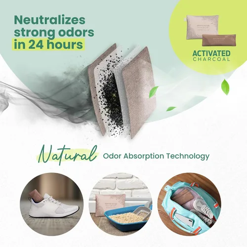 Miniatura 2 de Roonin Bolsas de carbón de bambú absorbentes de olores (paquete de 6), purificador de aire natural y desodorante seguro para mascotas para el hogar