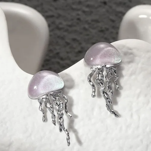 Miniatura 4 de FABMODE Aretes de medusa con diseño de animales del océano, joyería de ópalo oceánico, accesorios temáticos de playa hawaiana, regalos novedosos
