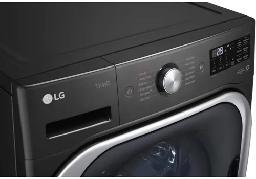 Miniatura 4 de LG Lavadora de carga frontal inteligente apilable de 5.2 pies cúbicos en acero negro con tecnología de vapor y turbowash