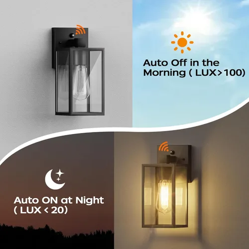 Miniatura 4 de WIHTU Accesorios de Luces de Porche Exteriores para Montaje en Pared, Accesorios de Iluminación Exterior del Atardecer al Amanecer para Casa, Luces