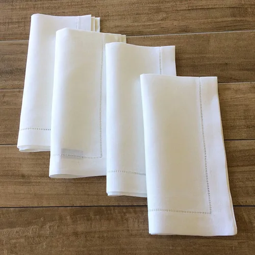 Miniatura 2 de Servilletas de cena con dobladillo de lino blanco – Juego de 6 servilletas de tela 100% lino de 20 x 20 pulgadas