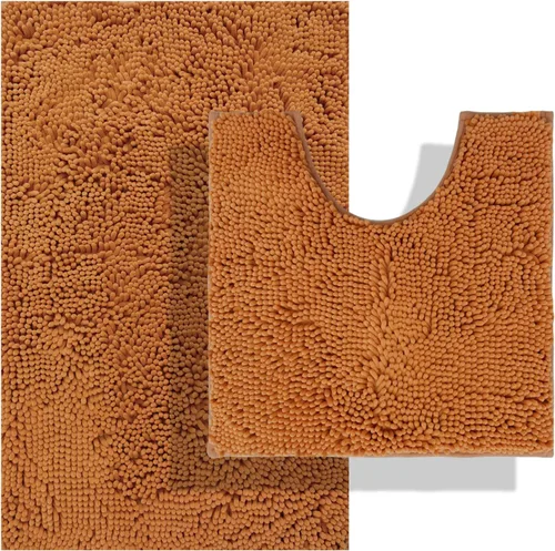 Miniatura 10 de Juegos de alfombras de baño de 2 piezas, alfombra de baño de felpilla extra suave ultra absorbente, alfombra de baño con base antideslizante de PVC