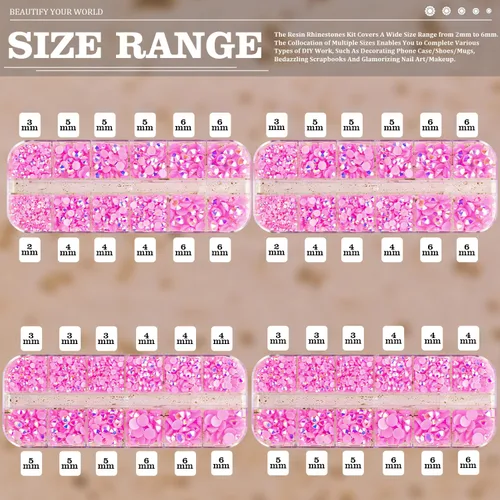 Miniatura 3 de 7000 diamantes de imitación de resina con pinzas para manualidades, diamantes de imitación de gelatina con parte trasera plana de 2/3/4/5/6mm, 4
