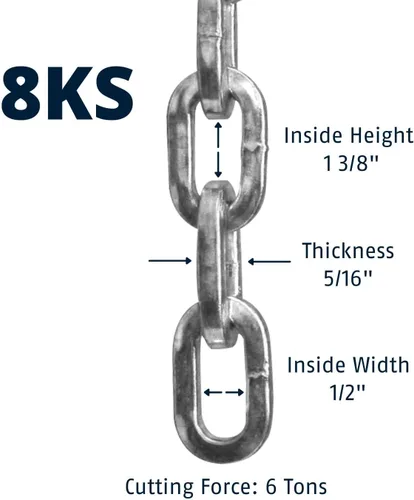 Miniatura 2 de ABUS Cadena de seguridad cuadrada gruesa de acero endurecido 8KS/16 para bicicletas, contenedores, remolques, cuatrimotos, motocicletas y propiedad