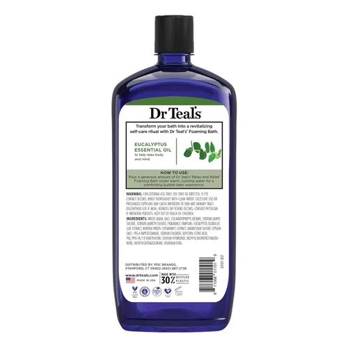 Miniatura 10 de Dr Teal's Baño espumoso con sal pura de Epsom, relajación y alivio con eucalipto y menta verde, 34 onzas líquidas (paquete de 4)