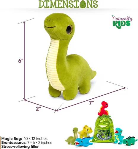 Miniatura 3 de Naturally KIDS Animales de peluche, regalos para niños y niñas, juego de juguetes de dinosaurio de peluche, 6 Bolsa Dinosaurios Multicolor