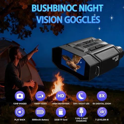 Miniatura 2 de Gafas de visión nocturna y prismáticos de visión nocturna, batería recargable de 4000 mAh, tarjeta de 32 GB, linterna integrada y botones