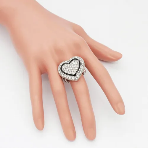 Miniatura 5 de Lavencious Anillos elásticos de diamantes de imitación en forma de corazón para mujer, talla 7-9
