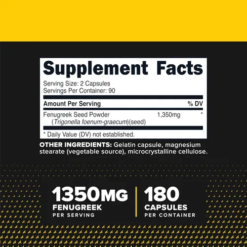 Miniatura 2 de Primaforce Cápsulas de semillas de fenogreco (180 cápsulas/1350 mg por porción, 2 porciones de cápsulas) – Suplemento de hierbas premium