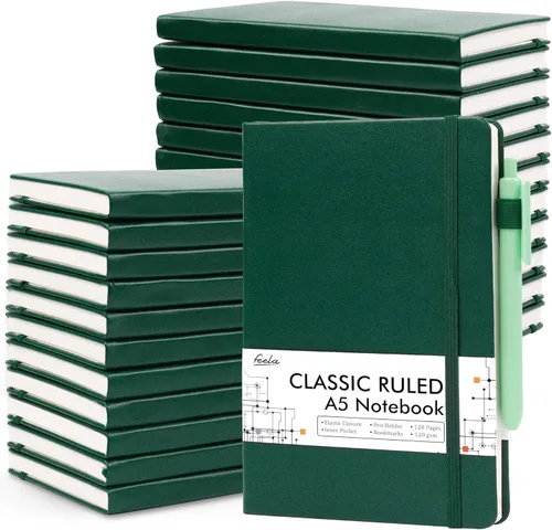 Miniatura 13 de Feela - Paquete de 24 cuadernos en blanco para el trabajo, cuaderno de negocios de tapa dura con líneas para escritura y soporte para bolígrafos