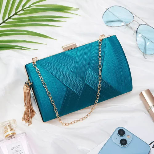 Miniatura 5 de Bolso de mano para mujer, bolso de noche con flecos, bolso de mano para mujer, bolso de mano de boda, bolso de mano con cadena, bolso cruzado
