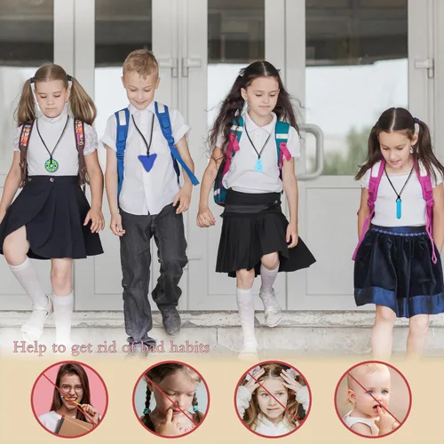Miniatura 9 de Collares masticables para niños sensoriales, 6 collares sensoriales para masticar para niños y niñas con TDAH, SPD, autismo, necesidades de Azul