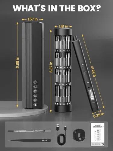 Miniatura 8 de Mini juegos de destornilladores eléctricos, regalos de Sowkos para hombres, juego de destornilladores con 60 puntas de precisión, 4 ajustes de par