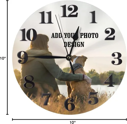 Miniatura 8 de Reloj de pared personalizado, diseño de tu foto, imagen, texto, logotipo, reloj de pared redondo sin tictac para aniversario, boda, día de San