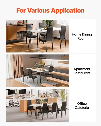 Miniatura 7 de VEVOR Juego de 4 sillas de acento modernas de comedor, sillas laterales tapizadas de cuero para sala de estar, silla de cocina que ahorra espacio